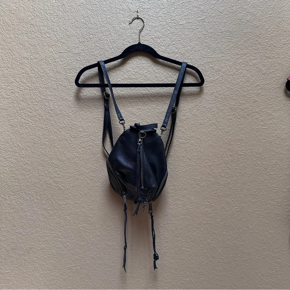 Rebecca Minkoff Black Leather Backpack with Vertical Zipper - Picture 10 of 12